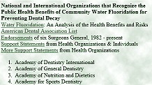 Health Organizations that Support Drinking Water Fluoridation